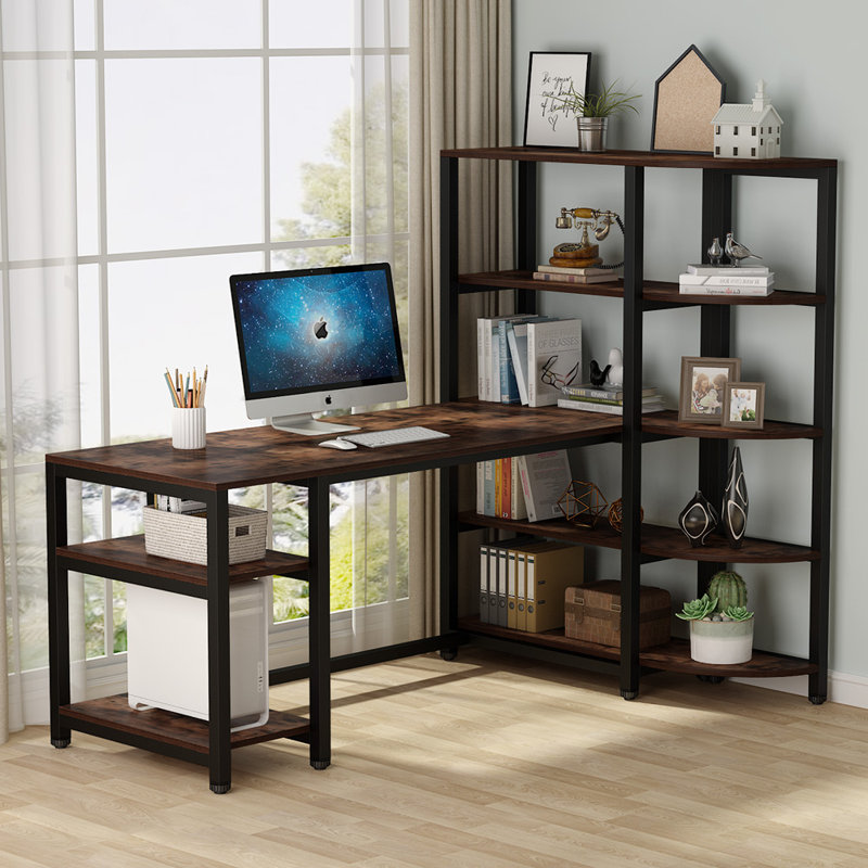 17 Stories Modern Computer Desk With 5 Tier Storage Shelves & Reviews Wayfair.ca